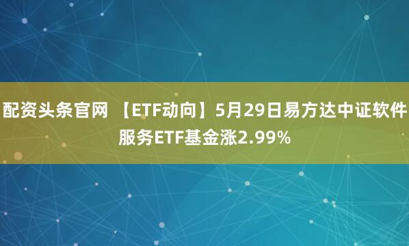 配资头条官网 【ETF动向】5月29日易方达中证软件服务ETF基金涨2.99%